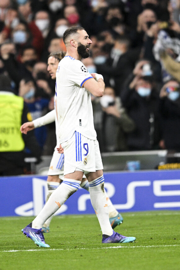 Joie des joeurs du Real de Madrid apres le troisieme but de Karim Benzema (Real Madrid) - 8ème de finale retour de la Ligue des champions entre le PSG (1) et le Real Madrid (3) à Madrid le 9 mars 2022. © JB Autissier/Panoramic/Bestimage