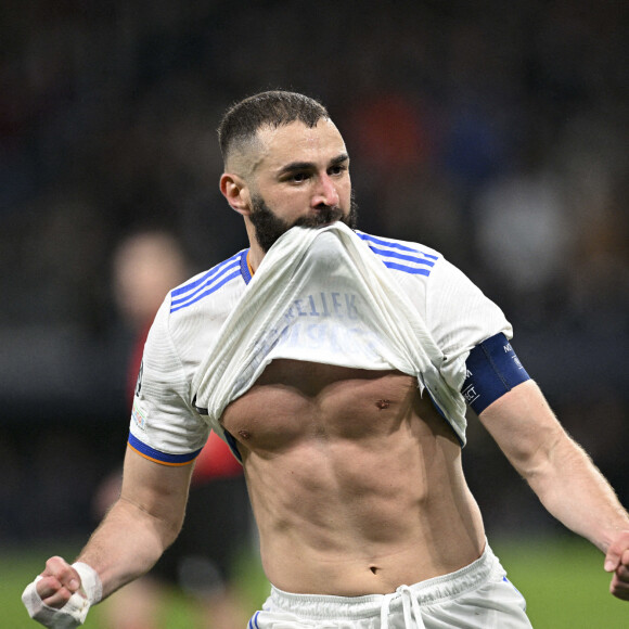 Joie des joeurs du Real de Madrid apres le but de Karim Benzema (Real Madrid) - 8ème de finale retour de la Ligue des champions entre le PSG (1) et le Real Madrid (3) à Madrid le 9 mars 2022. © JB Autissier/Panoramic/Bestimage