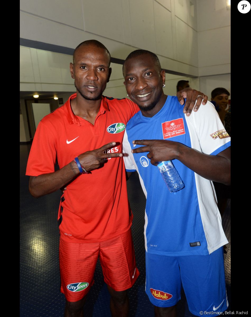 Eric Abidal et un guest au "Charity Football Game 2016" au festival Marrakech du Rire. Le match de foot réunis des célébrités au Grand Stade de Marrakech et les bénéfices sont reversés aux associations marocaines d'aide à l'enfance. Marrakech, le 5 juin 2016. © Bellak Rachid/Bestimage