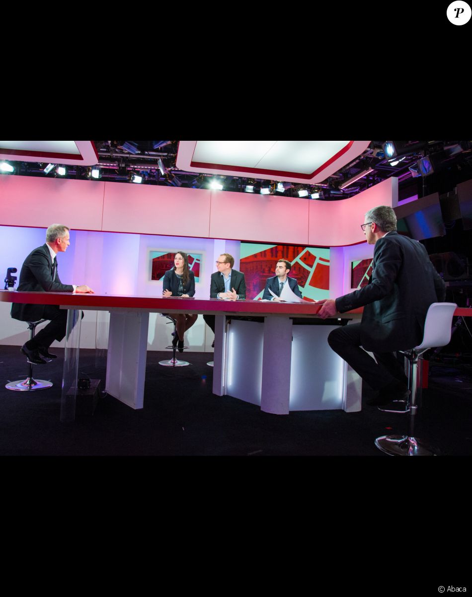 Thierry Jadot, Fanny Anor, Laurent Bigorgne, Morgan Guérin et Jean-François Achili sur le tournage de l'émission Générations d'idées sur Public Sénat en 2016