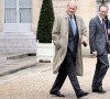 Claude Bebear (L), AXA Group Honorary Chairman and President of the Institut Montaigne think tank, and Laurent Bigorgne, Institut Montaigne Managing Director leave the Elysee presidential palace after their meeting with President Francois Hollande, in Paris, France on April 15, 2013. Photo by Stephane Lemouton/ABACAPRESS.COM 