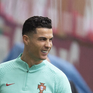 Cristiano Ronaldo lors d'une séance d'entraînement au stade Dragao de Porto, Pourtugal, le 28 mars 2022, la veille du match de football aller de la finale de qualification pour la Coupe du monde 2022 contre la Macédoine du Nord. © Atlantico Press/Zuma Press/Bestimage