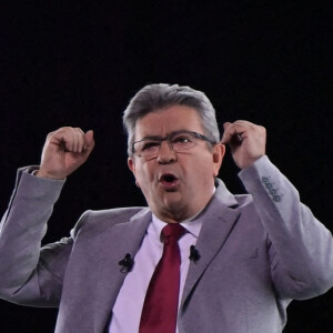 Jean-Luc Mélenchon, candidat du parti La France Insoumise (LFI) à l'élection présidentielle 2022, lors d'un meeting à Lille, France, le 5 avril 2022