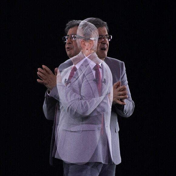 Jean-Luc Mélenchon, candidat du parti La France Insoumise (LFI) à l'élection présidentielle 2022, lors d'un meeting à Lille, France, le 5 avril 2022