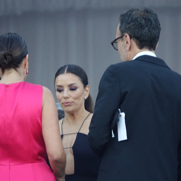 Exclusif - Eva Longoria et son mari José Antonio Baston - Les invités lors de la cérémonie de mariage de Brooklyn Beckham et Nicola Peltz à Palm Beach en Floride le 9 avril 2022. 