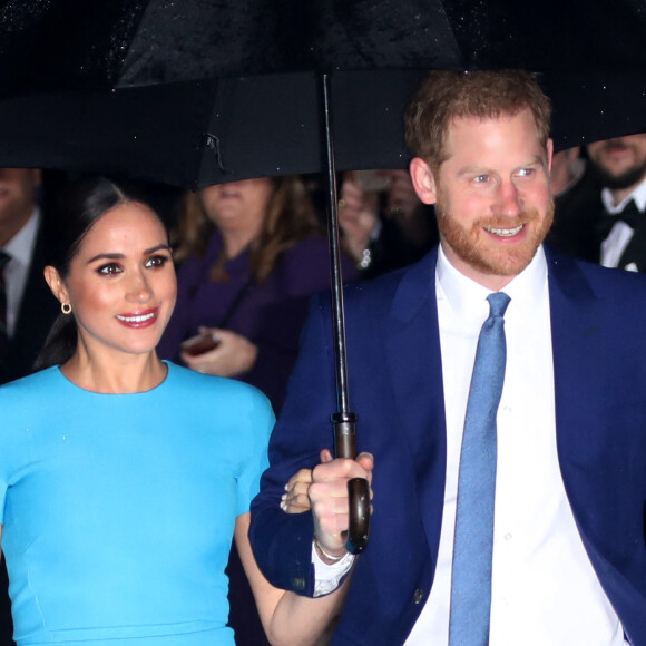 Le prince Harry, duc de Sussex, et Meghan Markle, duchesse de Sussex arrivent à la cérémonie des Endeavour Fund Awards au Mansion House à Londres, Royaume Uni, le 5 mars 2020.