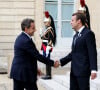 Nicolas Sarkozy et Emmanuel Macron - Le président de la République française a reçu les membres de la délégation française de Paris2024 ainsi que ses deux prédécesseurs au palais de l'Elysée à Paris, France, le 16 septembre 2017
