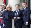 Brigitte Macron, Nicolas Sarkozy, Emmanuel Macron - Le président de la République française a reçu les membres de la délégation française de Paris2024 ainsi que ses deux prédécesseurs au palais de l'Elysée à Paris, France, le 16 septembre 2017