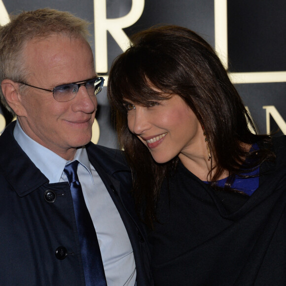 Sophie Marceau et son compagnon Christophe Lambert - Arrivee des people au defile Giorgio Armani Haute Couture Printemps/Ete 2014 au Palais de Tokyo a Paris