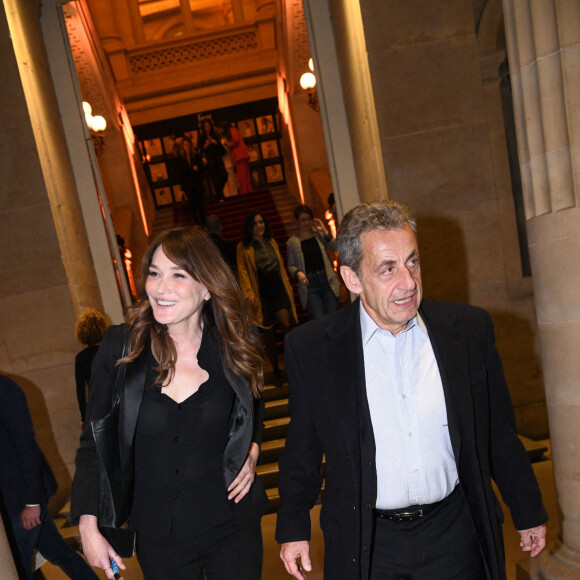 Exclusif - Nicolas Sarkozy et sa femme Carla Bruni-Sarkozy - Dîner des "Femmes Culottées" Etam au Musée de la Monnaie à Paris le 22 mars 2022.© Rachid Bellak/Bestimage