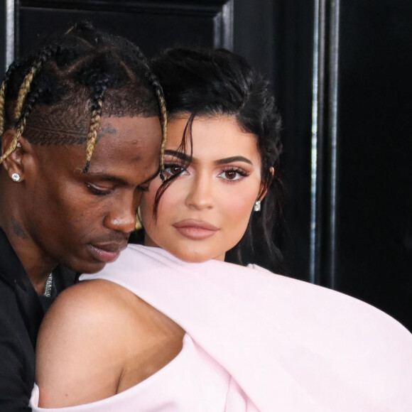 Travis Scott et sa compagne Kylie Jenner - Les célébrités posent lors du photocall de la soirée des GRAMMY Awards au Staples Center de Los Angeles le 10 février, 2019 