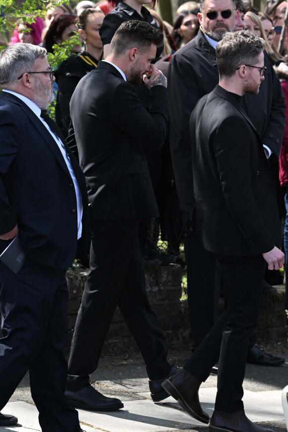 Liam Payne lors des obsèques de Tom Parker du groupe The Wanted en l'église Saint François d'Assise à Orpington, Londres, Royaume Uni, le 20 avril 2022. Le chanteur membre du groupe The Wanted, est décédé à l'âge de 33 ans après avoir reçu un diagnostic de tumeur cérébrale inopérable. 