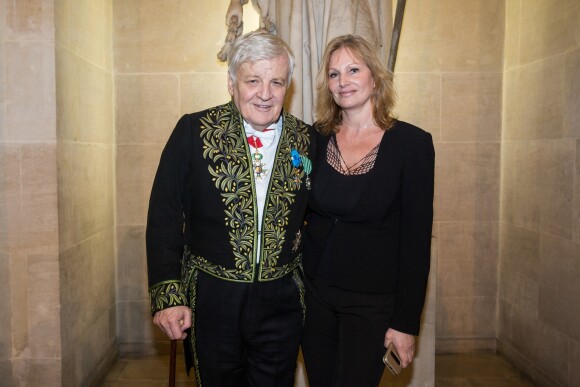 Jacques Perrin et sa femme Valentine - Installation de Jacques Perrin à l'Academie des beaux-arts sous la coupole de l'Institut de France à Paris le 6 février 2018. © Cyril Moreau/Bestimage