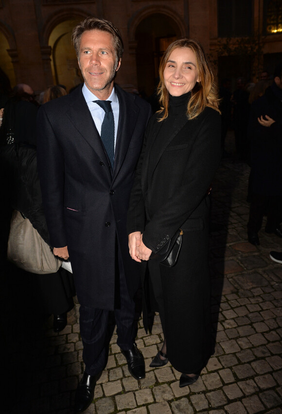 Semi-exclusif - Le prince Emmanuel-Philibert de Savoie et sa femmme Clotilde Courau lors de la cérémonie d'installation de F.Mitterrand à l'académie des Beaux-Arts à Paris, France, le 6 février 2020.
