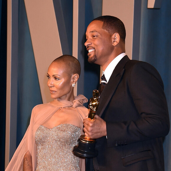 Jada Pinkett Smith, Will Smith au photocall de la soirée "Vanity Fair" lors de la 94ème édition de la cérémonie des Oscars à Los Angeles, le 27 mars 2022. 