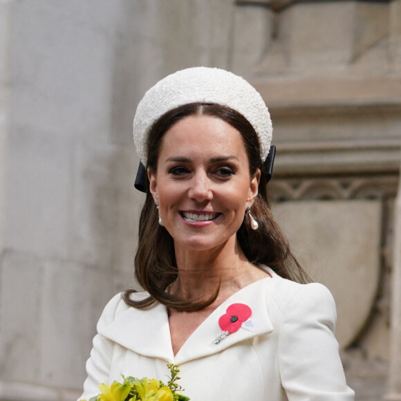 Catherine (Kate) Middleton, duchesse de Cambridge, assiste à un service à l'abbaye de Westminster commémorant l'Anzac Day à Londres, le 25 avril 2022. Photo by Victoria Jones/PA Wire /ABACAPRESS.COM