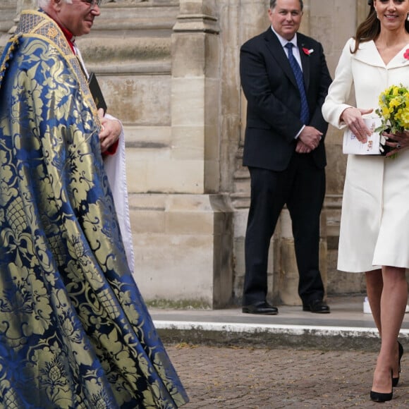 Catherine (Kate) Middleton, duchesse de Cambridge, et le prince William, duc de Cambridge, assistent à un service à l'abbaye de Westminster commémorant l'Anzac Day à Londres, le 25 avril 2022. Photo by Victoria Jones/PA Wire /ABACAPRESS.COM