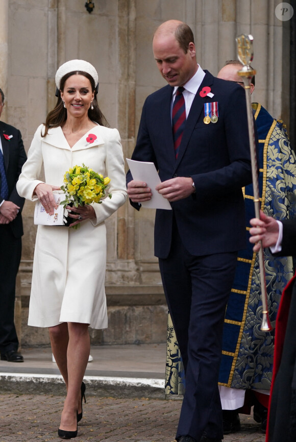 Catherine (Kate) Middleton, duchesse de Cambridge, et le prince William, duc de Cambridge, assistent à un service à l'abbaye de Westminster commémorant l'Anzac Day à Londres, le 25 avril 2022. Photo by Victoria Jones/PA Wire /ABACAPRESS.COM