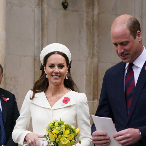 Catherine (Kate) Middleton, duchesse de Cambridge, et le prince William, duc de Cambridge, assistent à un service à l'abbaye de Westminster commémorant l'Anzac Day à Londres, le 25 avril 2022. Photo by Victoria Jones/PA Wire /ABACAPRESS.COM