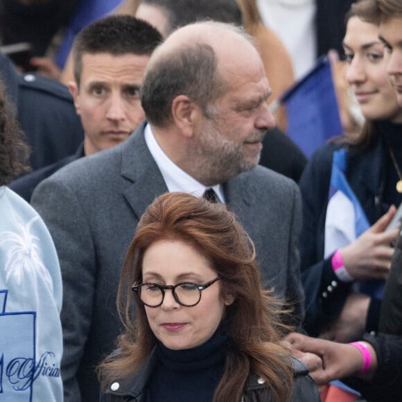 Isabelle Boulay et Eric Dupond-Moretti - Le président Emmanuel Macron prononce un discours au Champ de Mars le soir de sa victoire à l'élection présidentielle le 24 avril 2022. © Cyril Moreau / Bestimage