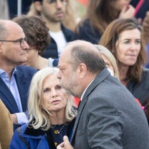 Élisabeth Guigou, Eric Dupond-Moretti - Le président Emmanuel Macron prononce un discours au Champ de Mars le soir de sa victoire à l'élection présidentielle le 24 avril 2022. © Cyril Moreau / Bestimage