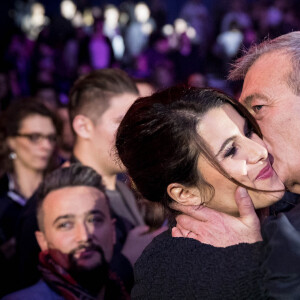 Karine Ferri, Pierre Lemarchal (Père de Grégory Lemarchal) - Emission hommage à "Grégory Lemarchal, 10 ans après l'histoire continue" au Zénith de Paris et retransmis en direct sur TF1 le 7 janvier 2017.  © Cyril Moreau/Bestimage