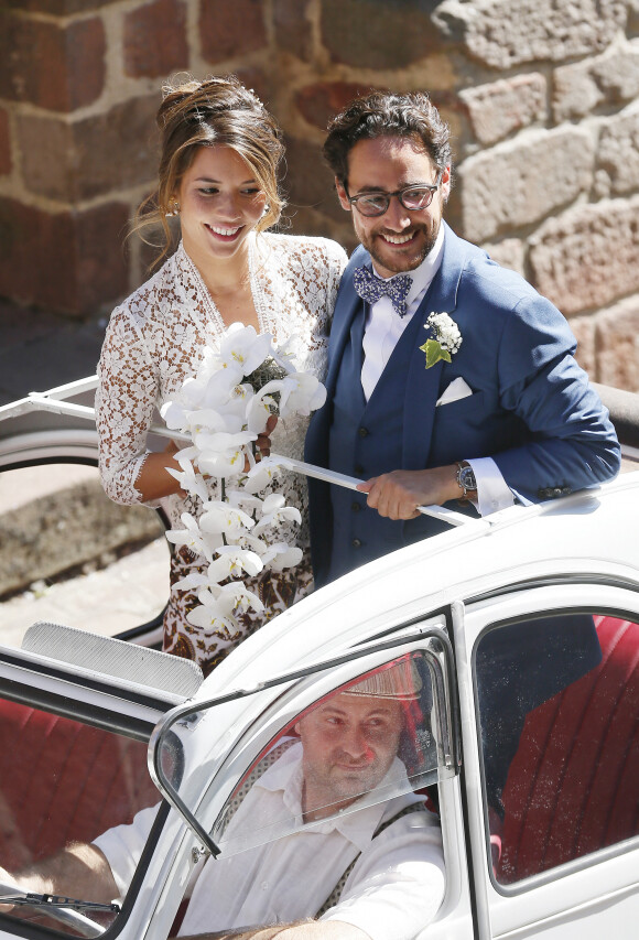 Mariage de Thomas Hollande et de la journaliste Emilie Broussouloux l'église de Meyssac en Corrèze, près de Brive, ville d'Emiie. Le 8 Septembre 2018. © Patrick Bernard-Guillaume Collet / Bestimage