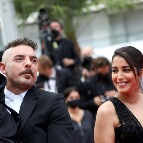 Leïla Bekhti, Gabriel Merz Chammah (petit-fils de I.Huppert), Damien Bonnard - Montée des marches du film " Les intranquilles " lors du 74ème Festival International du Film de Cannes. Le 16 juillet 2021 © Borde-Jacovides-Moreau / Bestimage 