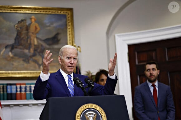 Joe Biden (président des Etats-Unis) en conférence de presse à la Maison Blanche à Washington DC, le 4 mai 2022.