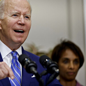 Joe Biden (président des Etats-Unis) en conférence de presse à la Maison Blanche à Washington DC, le 4 mai 2022.