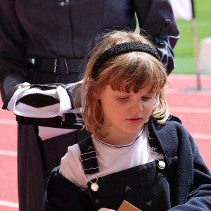 La princesse Charlène de Monaco - Le prince Albert II de Monaco, la princesse Charlène de Monaco et leurs enfants le prince Jacques de Monaco et la princesse Gabriella de Monaco lors de l' édition 2022 du Tournoi Sainte Dévote de Rugby au Stade Louis II à Monaco le 7 mai 2022. © Claudia Albuquerque / Bestimage