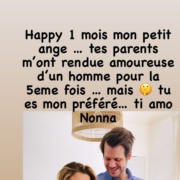 Luana Belmondo a souhaité un bon premier mois à son petit-fils, Vahé. @ Instagram / Luana Belmondo