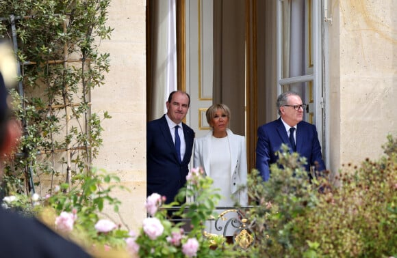 La première dame Brigitte Macron, le premier ministre Jean Castex et le président de l'assemblée nationale Richard Ferrand - Cérémonie d'investiture du président de la République, Emmanuel Macron au Palais de l'Elysée à Paris le 7 Mai 2022, suite à sa réélection le 24 avril dernier.