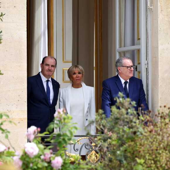 La première dame Brigitte Macron, le premier ministre Jean Castex et le président de l'assemblée nationale Richard Ferrand - Cérémonie d'investiture du président de la République, Emmanuel Macron au Palais de l'Elysée à Paris le 7 Mai 2022, suite à sa réélection le 24 avril dernier.