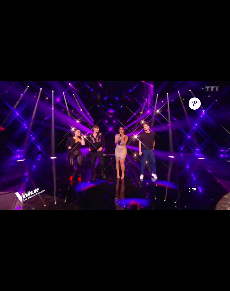 Amel Bent avec ses Talents interprète Kiss de Prince lors des demi-finales de The Voice sur TF1 ce 14 mai 2022