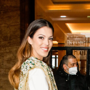 Iris Mittenaere arrive au défilé Stéphane Rolland Haute-Couture 2022 au au palais de Chaillot dans le cadre de la Fashion Week de Paris, France, le 25 janvier 2022. © Veeren-Clovis/Bestimage 