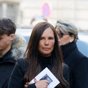 Nathalie Marquay - Sorties des obsèques de Jean-Pierre Pernaut en la Basilique Sainte-Clotilde à Paris le 9 mars 2022. © Christophe Clovis / Bestimage