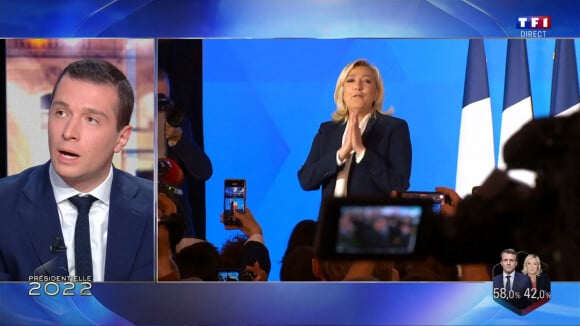 Captures d'écran - Jordan Bardella, Marine Le Pen - Soirée électorale du 2e tour de l'élection présidentielle 2022 en France, le 24 avril 2022