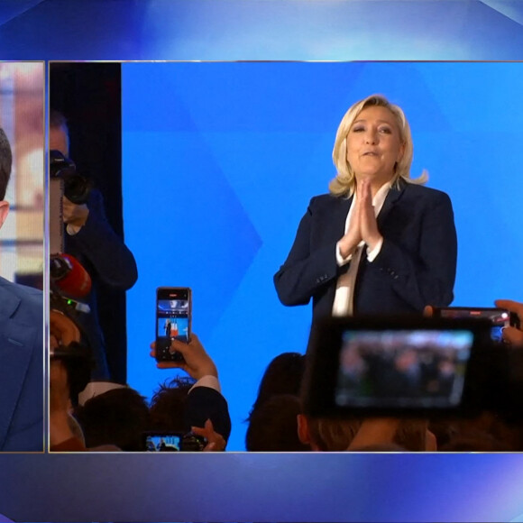 Captures d'écran - Jordan Bardella, Marine Le Pen - Soirée électorale du 2e tour de l'élection présidentielle 2022 en France, le 24 avril 2022