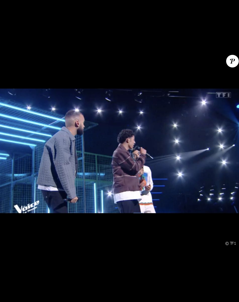 Loris (équipe de Nolwenn Leroy) chante avec Bigflo et Oli lors de la finale de "The Voice" - Émission du 21 mai 2022, TF1