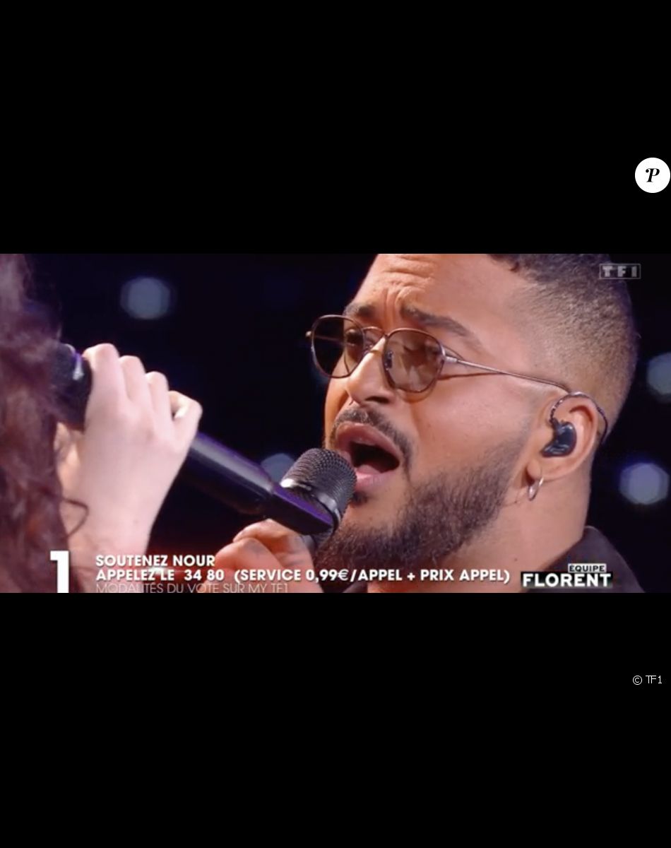 Nour (équipe de Florent Pagny) chante avec Slimane lors de la finale de "The Voice" - Émission du 21 mai 2022, TF1