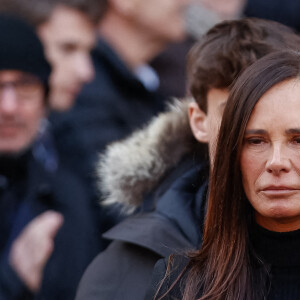 Nathalie Marquay-Pernaut - Sorties des obsèques de Jean-Pierre Pernaut en la Basilique Sainte-Clotilde à Paris, France le 9 mars 2022. © Aurelien Morissard/Panoramic/Bestimage