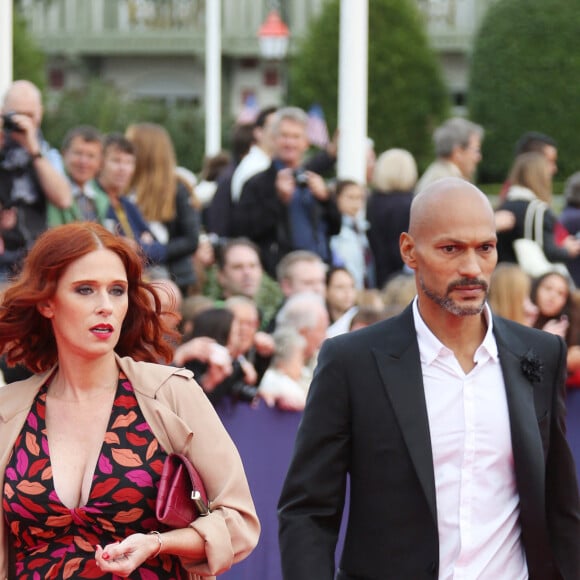 Audrey Fleurot enceinte et son compagnon Djibril Glissant - Avant-première du film "Everest" lors du 41e Festival du film américain de Deauville, le 4 septembre 2015.