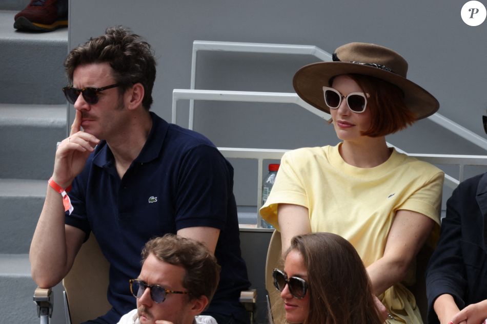 Grégory Nicolaidi, Elodie Frégé en tribunes lors des Internationaux de