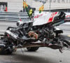 Illustrations de la voiture de Mick Schumacher après son accident sur le circuit de Formule 1 (F1) de Monaco