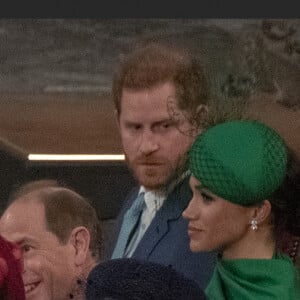 Le prince William, duc de Cambridge, et Catherine (Kate) Middleton, duchesse de Cambridge, Le prince Harry, duc de Sussex, Meghan Markle, duchesse de Sussex - La famille royale d'Angleterre lors de la cérémonie du Commonwealth en l'abbaye de Westminster à Londres le 9 mars 2020.  Annual Commonwealth Service at Westminster Abbey in London, March 9th 2020.