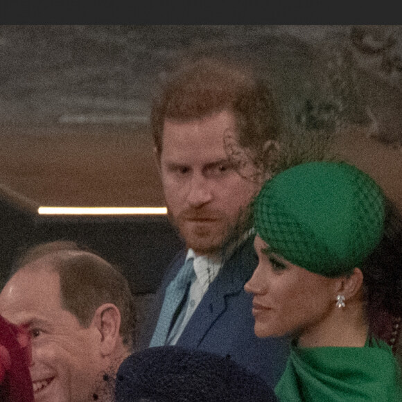 Le prince William, duc de Cambridge, et Catherine (Kate) Middleton, duchesse de Cambridge, Le prince Harry, duc de Sussex, Meghan Markle, duchesse de Sussex - La famille royale d'Angleterre lors de la cérémonie du Commonwealth en l'abbaye de Westminster à Londres le 9 mars 2020.  Annual Commonwealth Service at Westminster Abbey in London, March 9th 2020.