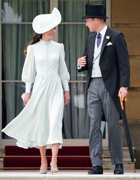 Le prince William, duc de Cambridge, et Catherine (Kate) Middleton, duchesse de Cambridge, lors d'une Royal Garden Party au Buckingham Palace à Londres, Royaume Uni, le 25 mai 2022. 