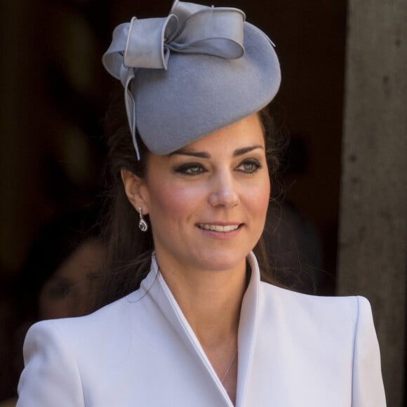 Le prince William, duc de Cambridge, et Kate Catherine Middleton, duchesse de Cambridge, arrivent à la cathédrale St Andrews à Sydney pour assister à la messe de Pâques. Le 20 avril 2014