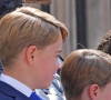 Le prince George, le prince Louis et la princesse Charlotte - Les membres de la famille royale lors de la parade militaire "Trooping the Colour" dans le cadre de la célébration du jubilé de platine (70 ans de règne) de la reine Elizabeth II à Londres, le 2 juin 2022. 